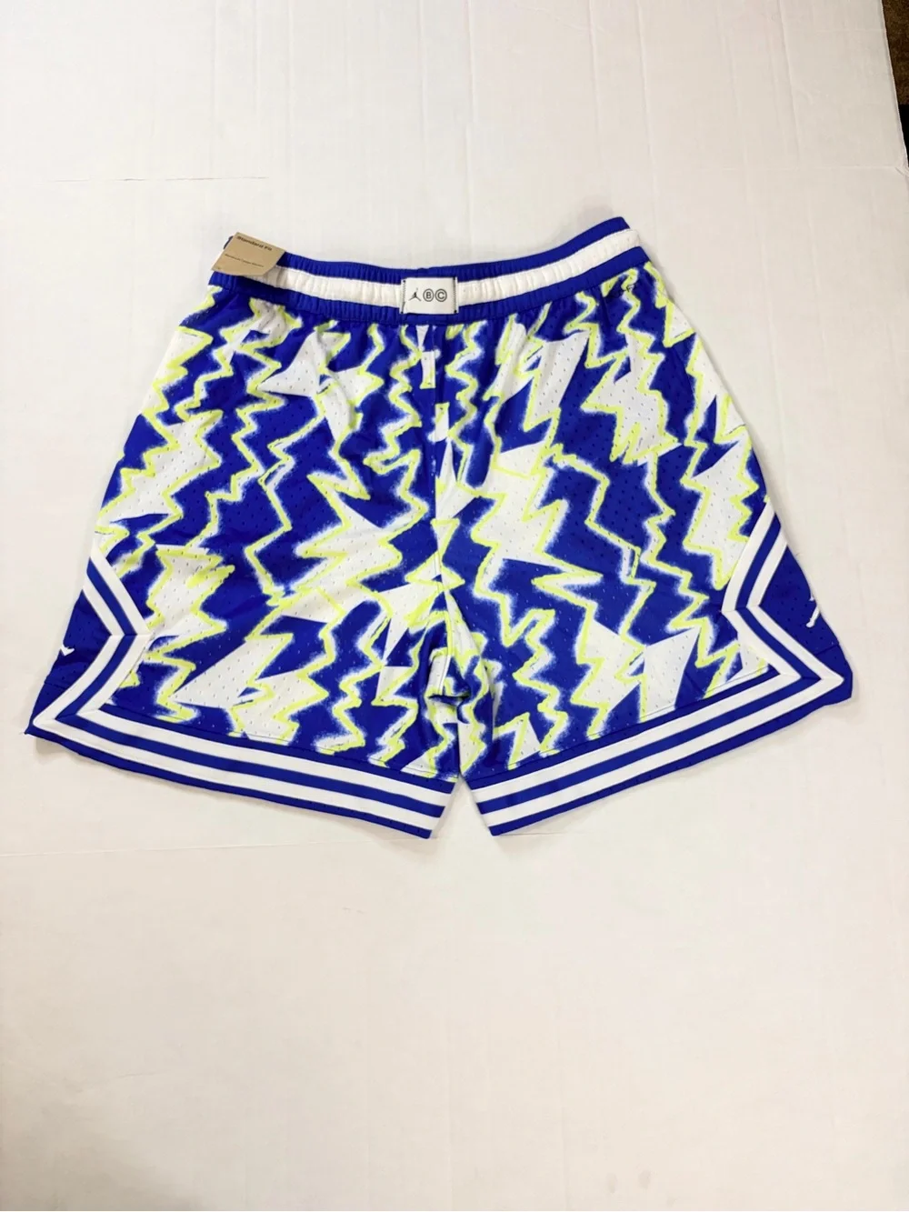 Jordan Royal Blue, White & Neon Yellow Zigzag Basketball Shorts